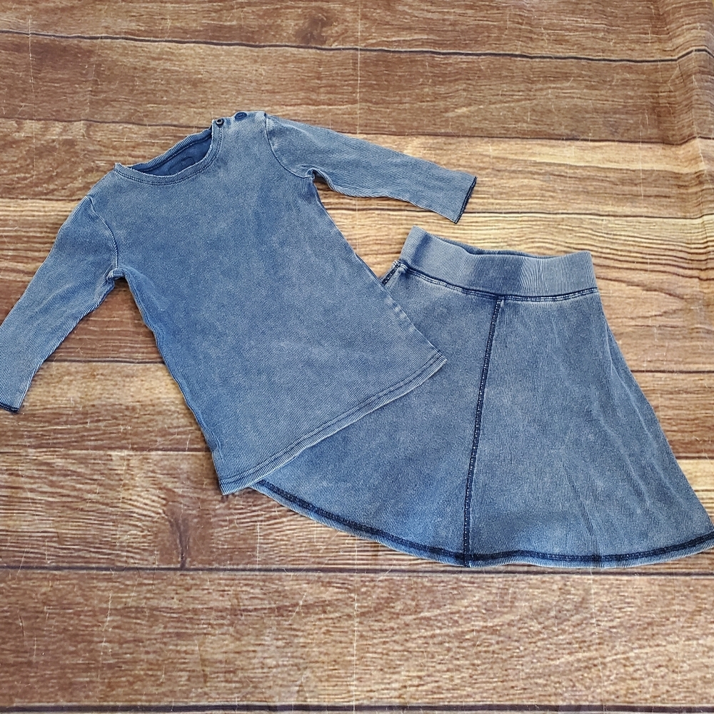 Lil Legs / Lil Tee chambray corduroy 2 piece outfit sz 6-7 / 7-8